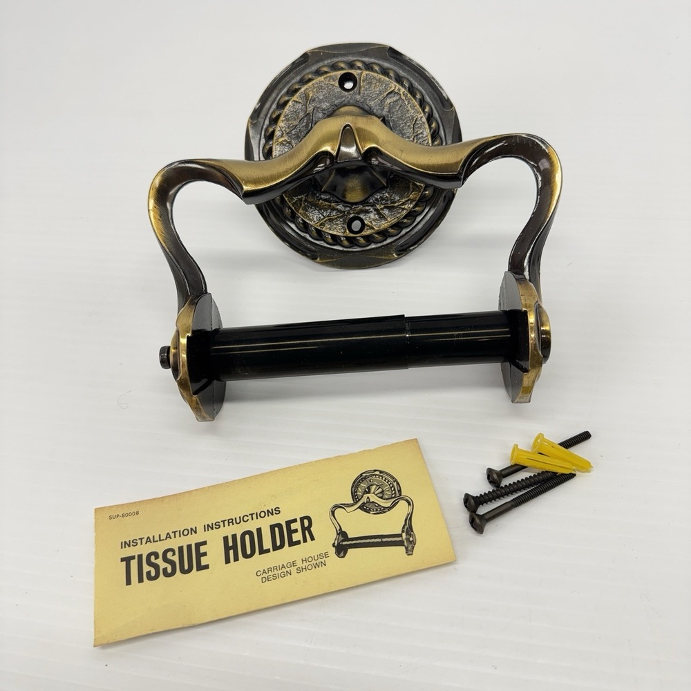 Vintage Amerock Carriage House Toilet Paper Holder English Brass w/ Screws New
